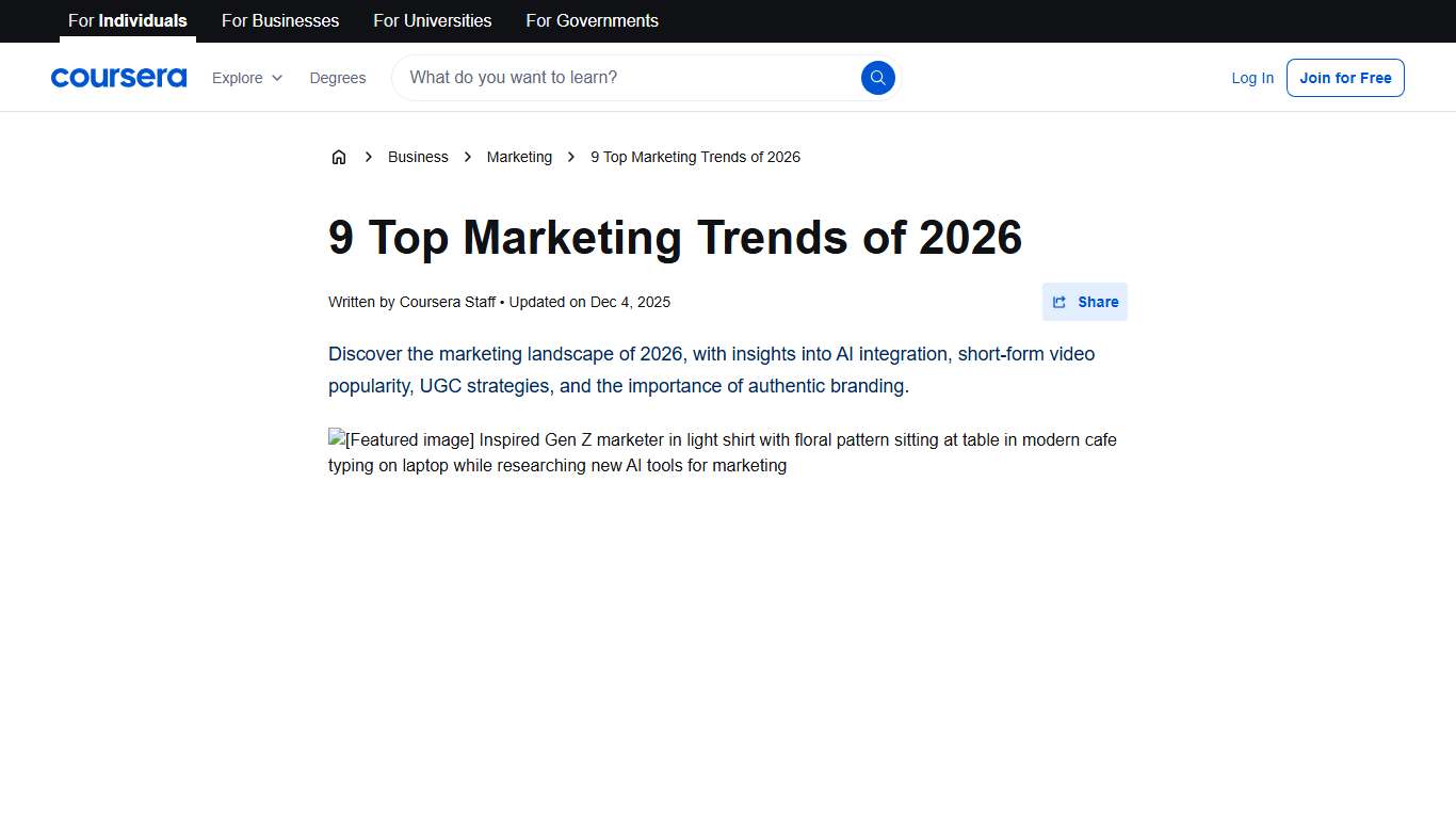 9 Top Marketing Trends of 2026 Coursera